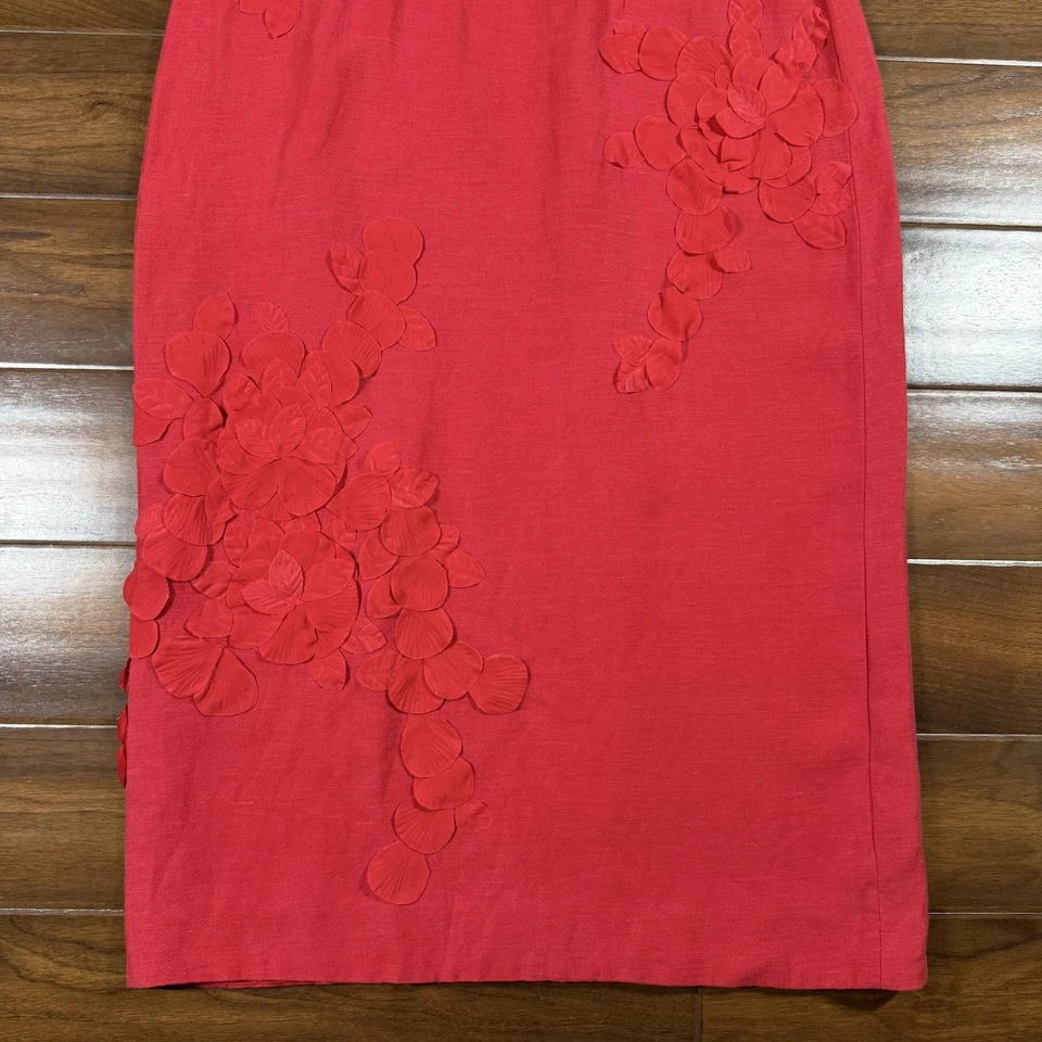Antonio Melani Size 14 Scarlett Red Willow Floral Applique Mock Neck Midi Dress - Image 3 of 4