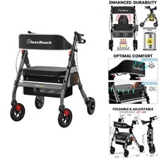 BlessReach Heavy-Duty Aluminum Rolling Walker...