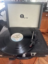 1 BY ONE Vintage Turntable Suitcase Record Player Blue