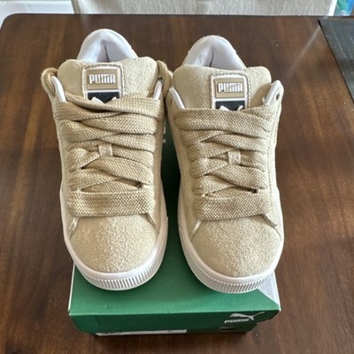 PUMA Suede XL Putty Warm White 397648-05 Women's Suede Low Top Sneakers