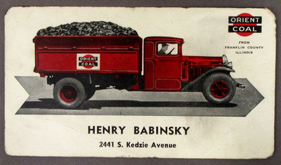 vintage ORIENT COAL Henry Babinsky Chicago unused ink blotter wb