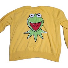 Muppets Kermit the Frog Sweater Yellow Knit - Walt Disney World - Size XL