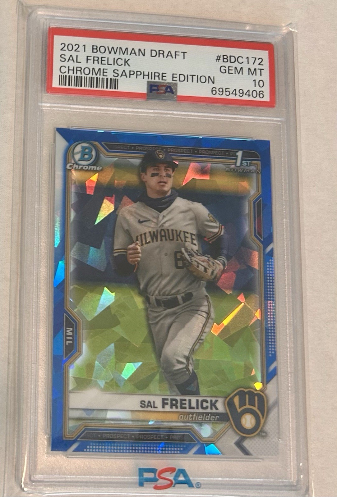 2021 Bowman Chrome Draft Sapphire Sal Frelick 1st Prospect #172 PSA 10