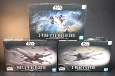 Three (3) Stars Wars X-wing fighters 1:72 scale plastic model from Bandai