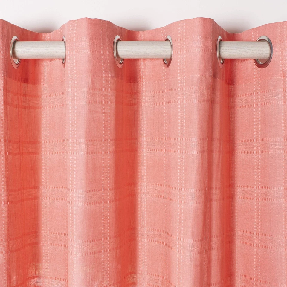 Cortina Hogar Valari Coral Lino Transparente 52" x 96" Ojal Ventana Cortina Panel Foto 2 de 3