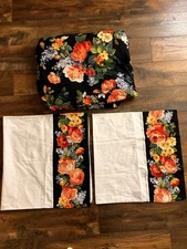 Fieldcrest Ellen Tracy Home Black Floral King Size Fitted Sheet Pillowcases