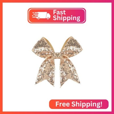 Glitter Cheer Bow Clip - 5 Inch Sequin Hair Bow with Tails for Girls Teen Softba