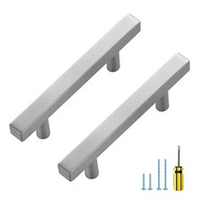 Brushed Nickel Cabinet Handles Square Hardware Kitchen Drawer 3 In 25 PCS