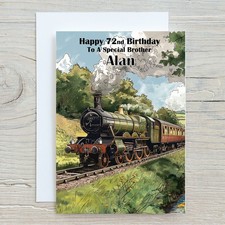Personalised Birthday Card Steam Train Locomotive Train Son Husband Dad Grandad