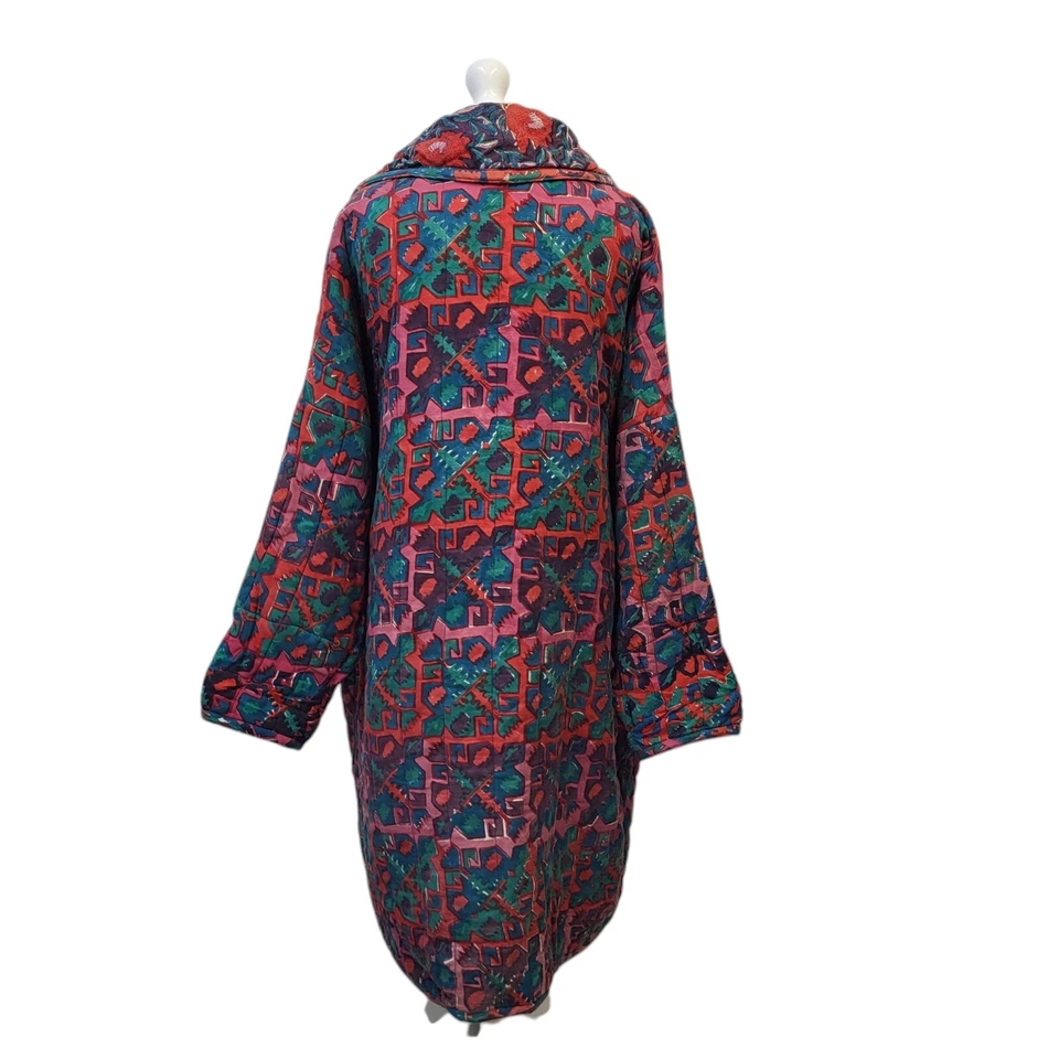 AAOKKI красный и зеленый пальто винтажный геометрический кнопка Uk женщин размер 12 - Изображение 3 из 4