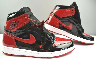 靴 Nike Air Jordan 1 Retro Hi OG Black Red Jordan 1 Retro High OG PS 'Patent Bred' - Air Jordan - AQ2664 063