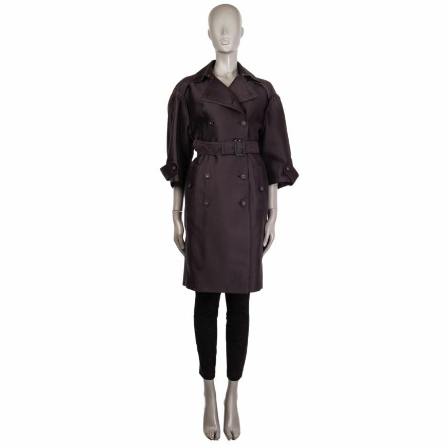 57325 auth BURBERRY PRORSUM black cotton 3/4 Sleeve Trench Coat