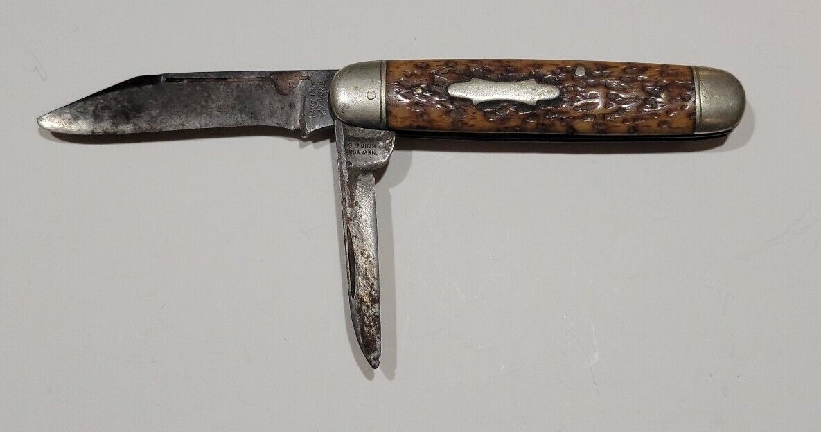 Vintage New York Knife Co. Walden Hammer Brand 2 Blade Folding Pocket Knife