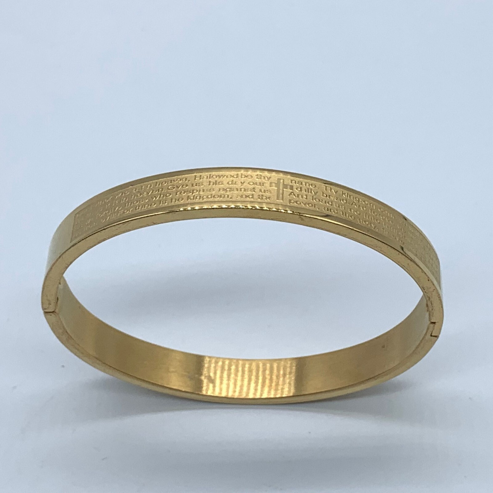 Bangle bracelet golden Lord's Prayer fashion stainless steel english 7.5in-image