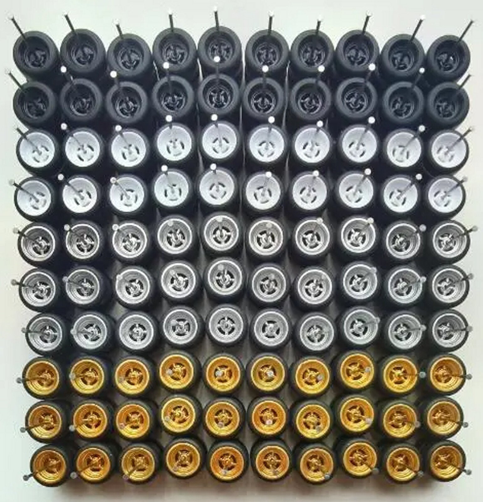 1:64 50 SETS of Custom WHEELS and RUBBER Tyres 5 spoke JDM style Fit hotwheels-image