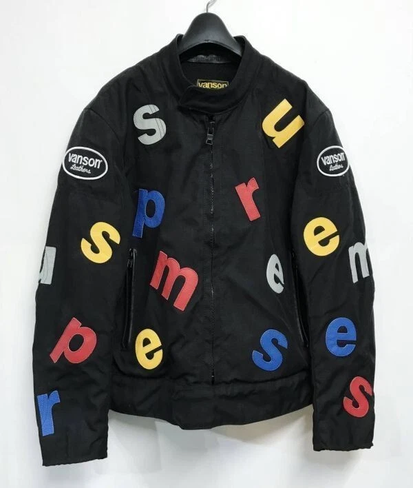 Veste Supreme x Vanson Leather Letters Cordura 2020 SS20 taille S noir