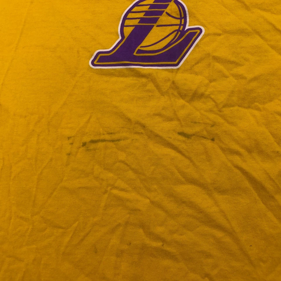 Camisa masculina Los Angeles Lakers 4XL amarela LeBron James cabra manga curta fanáticos - Imagem 4 de 4