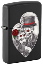 Zippo Gothic Skull Couple Design Lighter, Black Matte NEW IN BOX