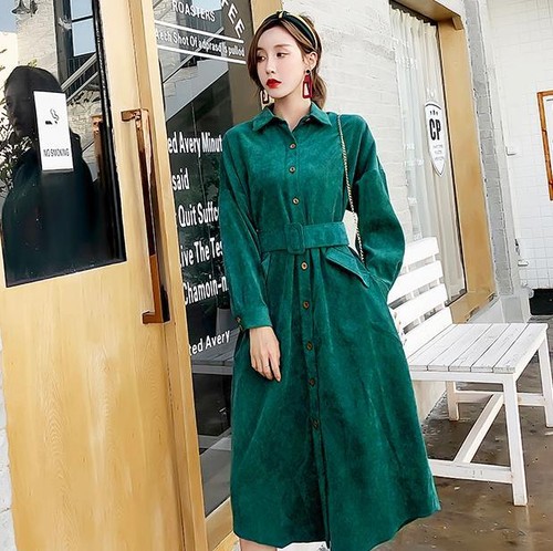 Women's Fashion Solid Belted Coat Midi 