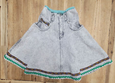 VTG Acid Wash 80s Bonjour Denim High Waisted Skirt Color Trim Unisex Size 7/8