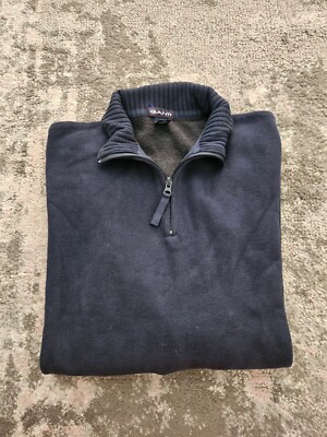 GANT Quarter Zip Jumper Navy Mens Medium M UK