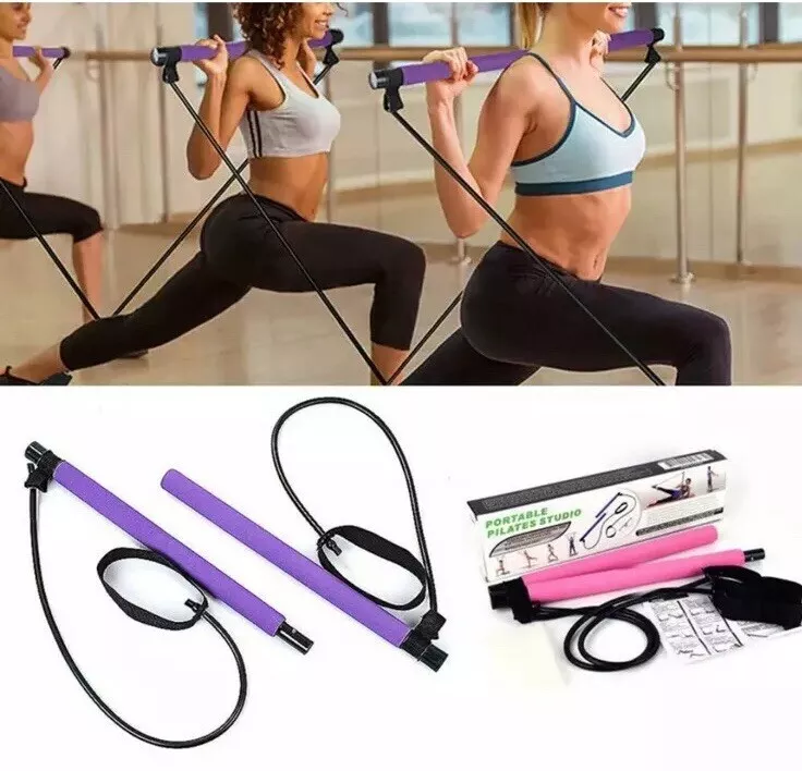 Portable Pilates Bar Kit Home Exercise Stick With Resistance Band