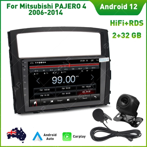 Android 12 Carplay Car Radio GPS WiFi + Camera For Mitsubishi PAJERO 4 2006-14 - Picture 1 of 13