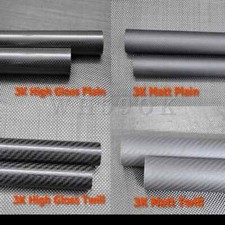 Carbon Fiber Tube From 5mm up to 20mm Roll wrapped-Glossy 3K woven finish 