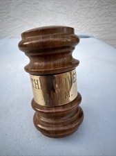 Vintage Wooden Judge Gavel Marked "The Covey N.H.M." Wood Hammer Court Prop