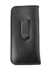 Calabria Jumbo/Large Slip-in Soft Eyeglass Case with Vertical Plastic Belt Clip