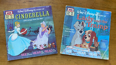Vintage Walt Disney LADY & THE TRAMP & CINDERELLA Read and Sing Along Book Only