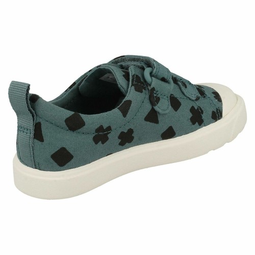 BOYS CLARKS FLARE LO T TEAL CANVAS PUMPS - Picture 4 of 9