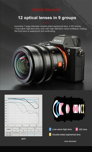 VILTROX 20mm T2.0 Full Frame Cine Lens for Sony E-Mount A9 A7R3 A7M4 III Camera - Picture 9 of 11