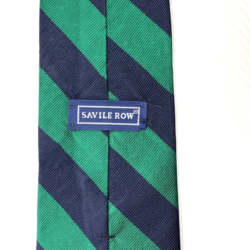 Corbata de seda Savile Row Repp para hombre talla 3,75" x 57" verde azul marino a rayas corbata iglesia Foto 4 de 4
