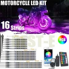 Phone bluetooth Control Motorcycle Under Glow Accent Neon Light Kit LED 14 Light