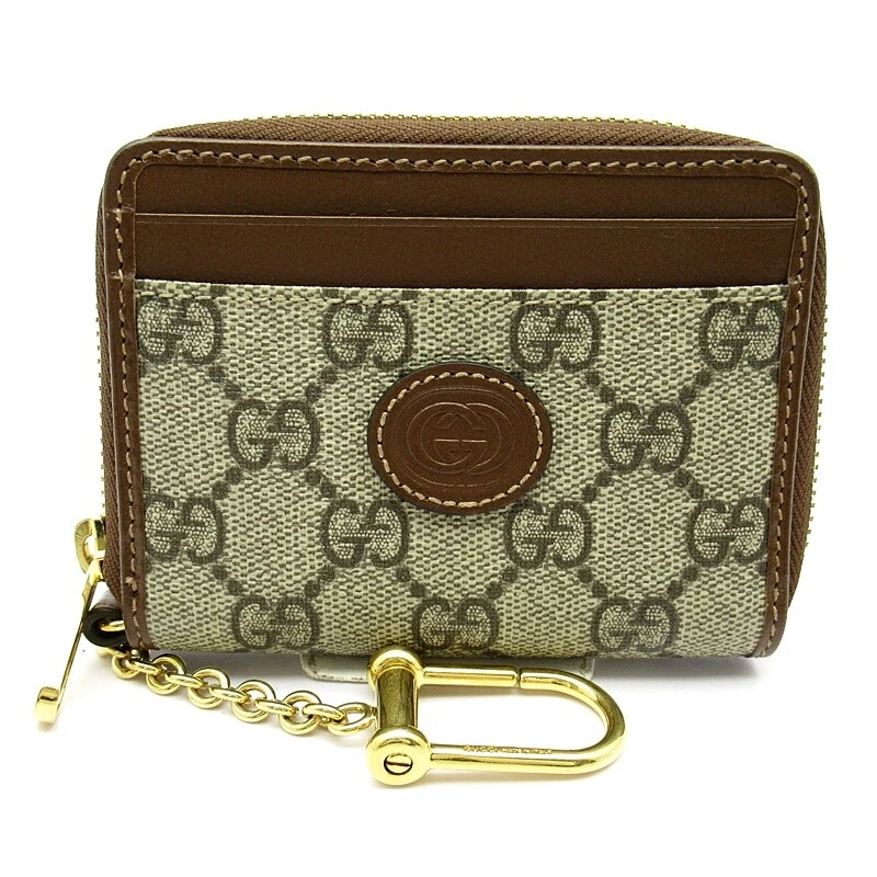 Portefeuille GUCCI Compact avec Porte clés 700691 GG Supreme Femme Marron OCCASION