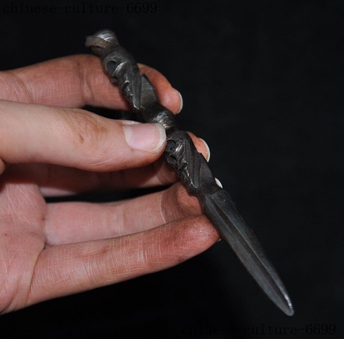 Tibet Tiantie Meteorite iron Skeleton Devil Skull death-head Vajra Phurpa Dagger - Picture 5 of 8