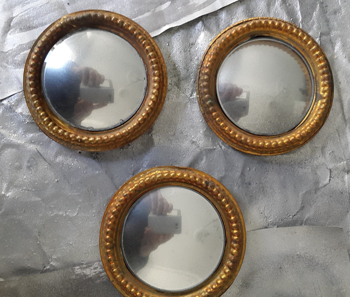 Petit Miroir Décoratif "oeil De Sorcière" Cuivré - Occasion - Cadre Doré - 7x7 Cm - Déco Murale Originale