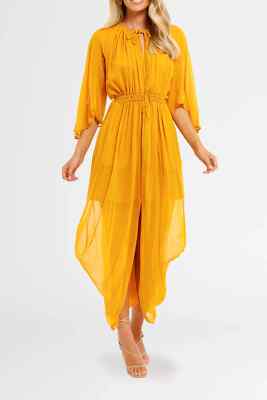KITX Silk Shell Drape Dress Marigold Wedding Preloved Formal Size 12 AU