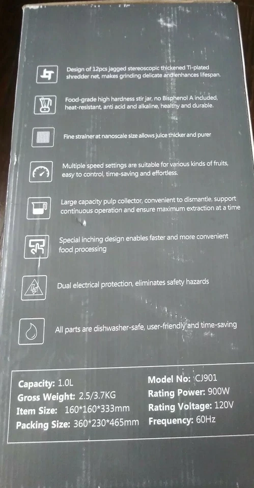 Centrifugal Juicer System CJ901 - 900W Motor - Dishwasher-Safe - Image 3 of 3