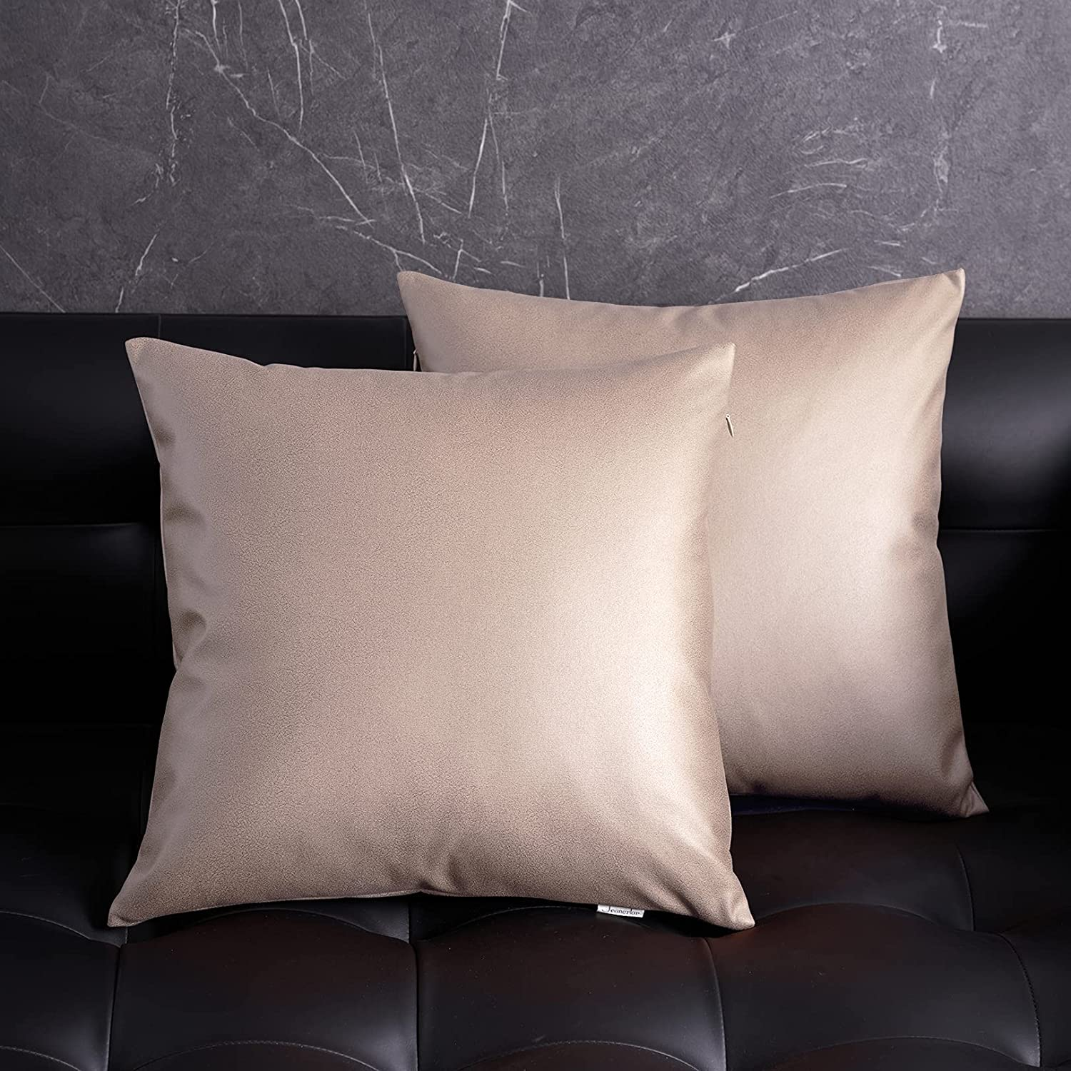 Faux Leather Throw Pillow Case 
