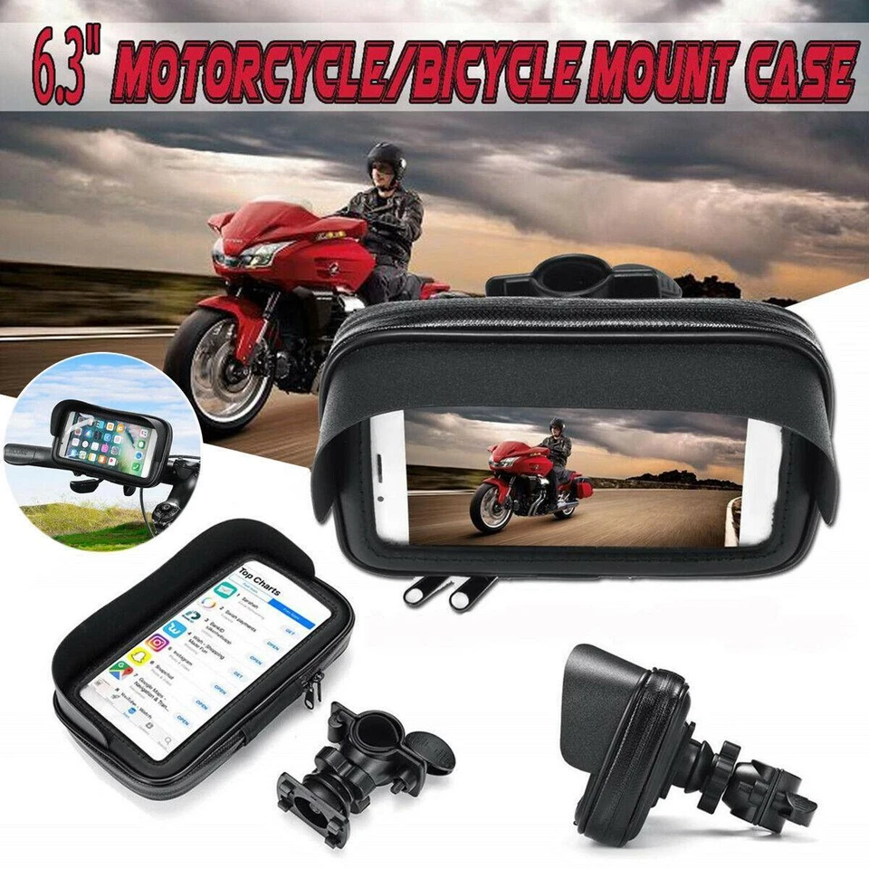 Waterproof Motorcycle Handlebar Mount 360° Rotation Phone Bag Case GPS Holder  — 第 3/4 张图片