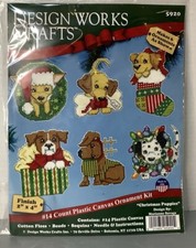 Christmas Puppies Design Works Plastic Canvas Ornament Kit Set Of 6  5920