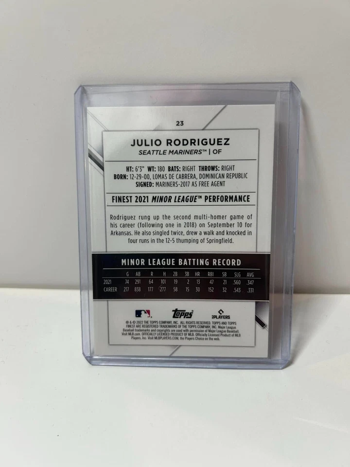 2022 Topps Finest Julio Rodriguez Rookie Card RC #23 Mariners - Image 2 of 2