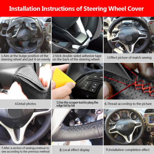 Steering Wheel Suede Leather Cover Trim For BMW M Sport 1 3 Series E82 E87 E90 - Picture 11 of 18
