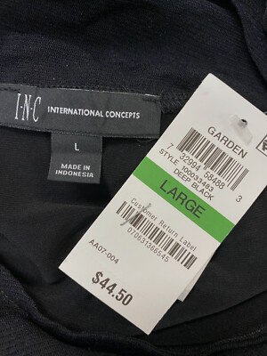 INC International Concepts Women's Black Illusion-Contrast T-Shirt