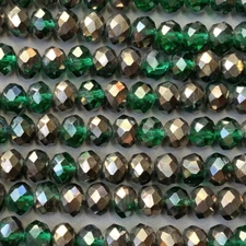Emerald Gunmetal Green 8x6mm Rondelle Chinese Crystal Glass Q68 Beads Per Pkg