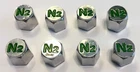 8  Chrome... (Nitrogen) VALVE CAPS  - N2- Etched...TPMS Safe..w/ Window Decal