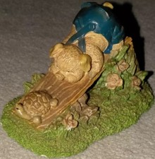 vintage Enesco PIG AND TURTLE on wood slide