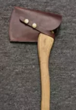 2piece Blade hatchet axe bag scabbard sheath cover holster leather brown